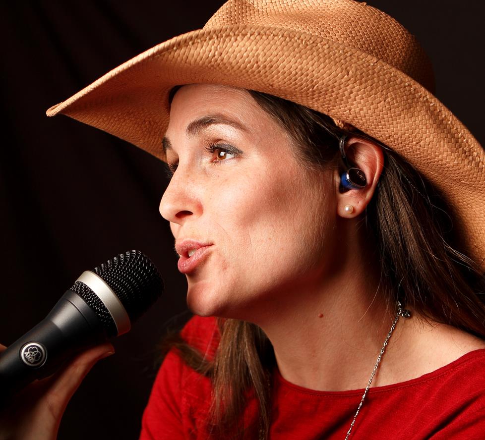 K with in-ear monitor and AKG D5 mic